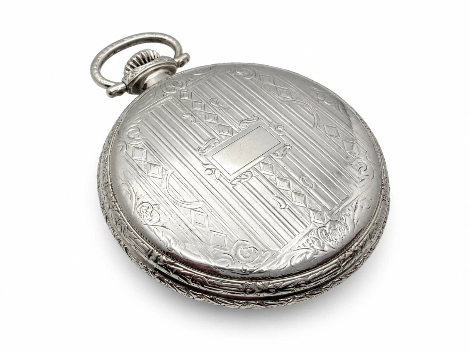 Ball-Waltham Official Standard 21 Jewel (1920) — stripe and diamond engraved case back