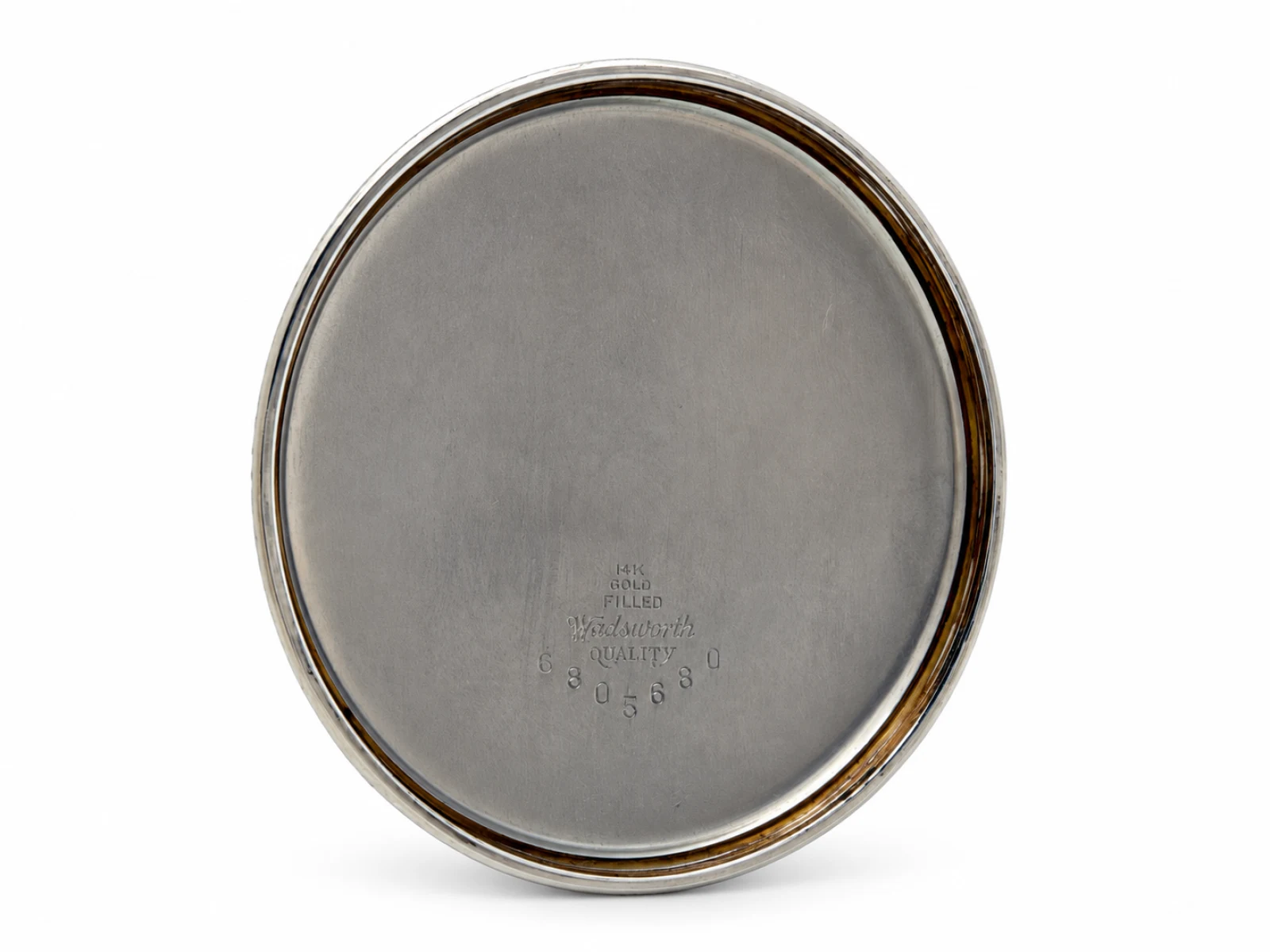 Ball-Waltham Official Standard 21 Jewel (1920) — inside of the case back stamped 14K Gold Filled Wadsworth Quality