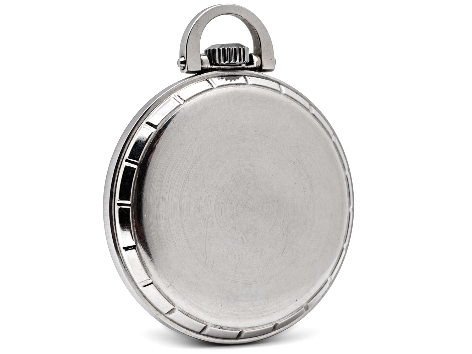 Late-Era Hamilton 992B in Stainless Steel Case (1965) — brushed stainless steel case back with rectangular cartouche and bow loop, viewed…