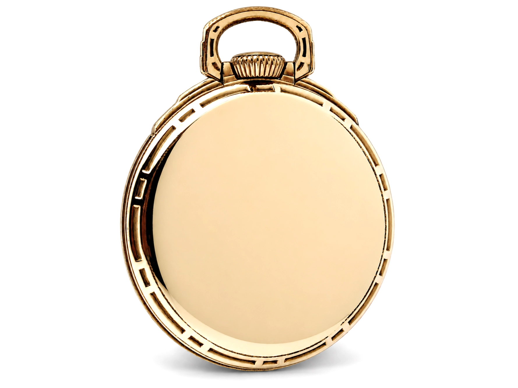 Illinois Bunn Special Type III with Montgomery Dial (1929) — closed gold-filled case back with raised bezel edge and ornamental bow loop…