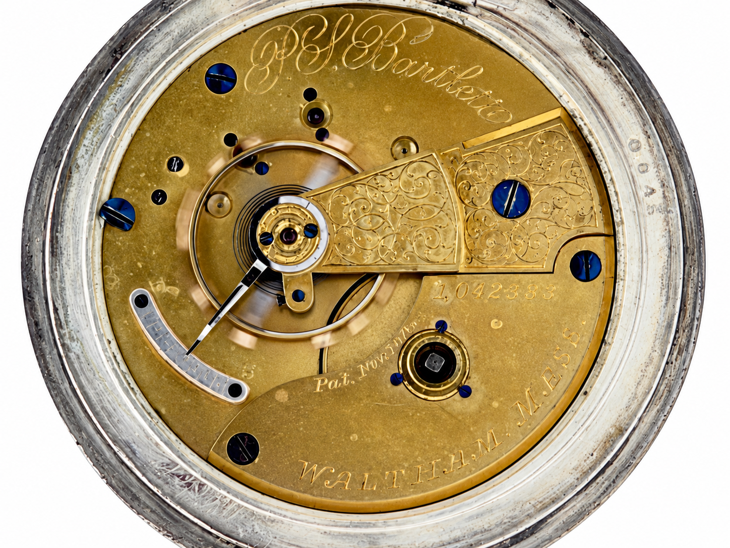 13 waltham ps bartlett 1878 pocket watch movement close up